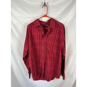 Roundtree & Yorke Mens XL Button Down Red Plaid Long Sleeve Shirt